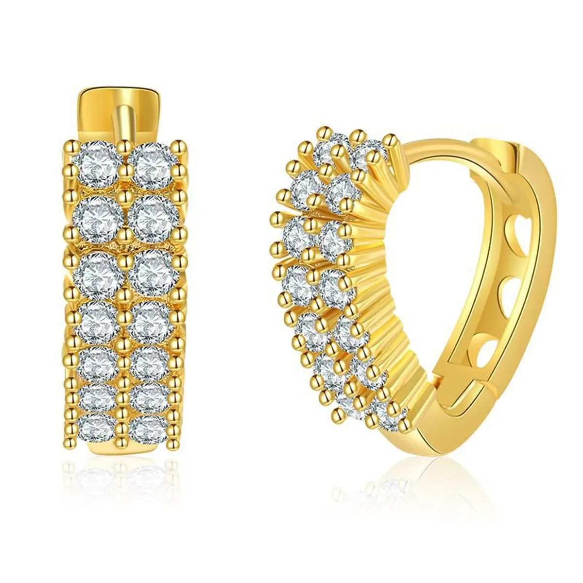 Cubic Zirconia & Goldtone Prong-Set Heart Hoop Earrings sold by Zulily