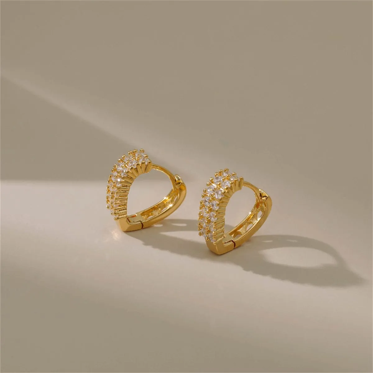 Cubic Zirconia & Goldtone Prong-Set Heart Hoop Earrings sold by Zulily product image thumbnail 2