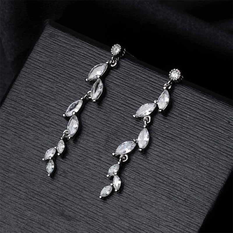 Cubic Zirconia & Crystal Leaves Drop Earrings made by Zulily
