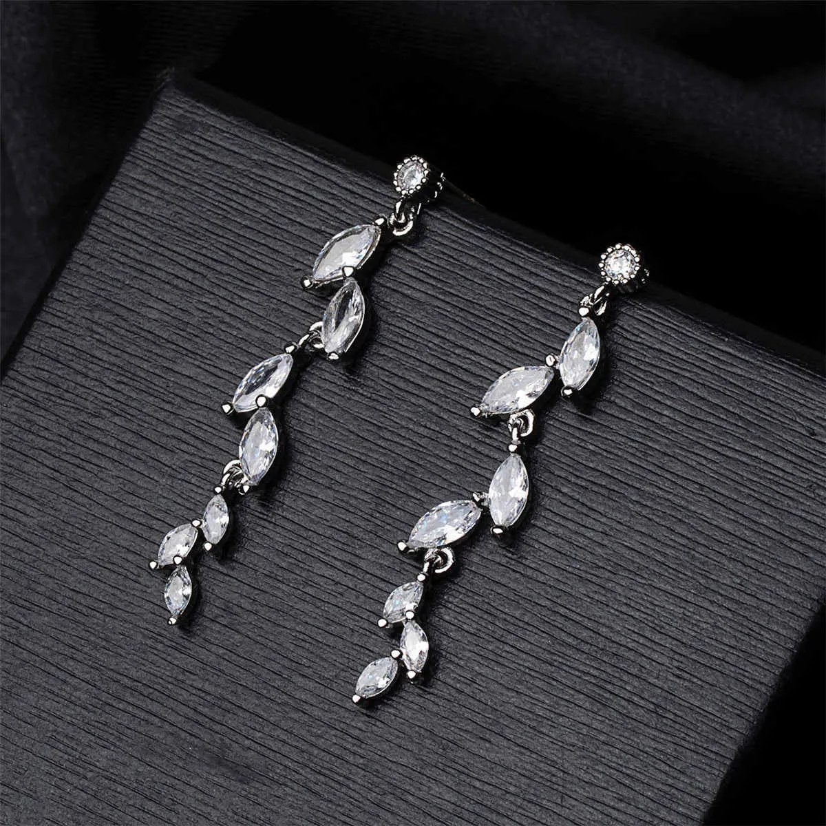 Cubic Zirconia & Crystal Leaves Drop Earrings sold by Zulily