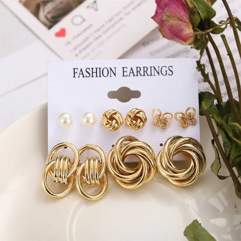 Pearl & Goldtone Open Butterfly Stud Earrings Set made by Zulily