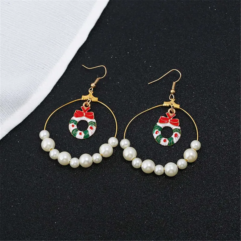 Pearl & Enamel Goldtone Suspended Wreath Drop Earrings made by Zulily