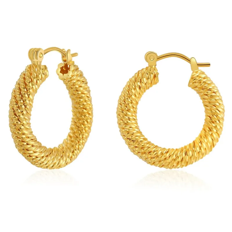 Goldtone Twisted Thread Hoop Earrings made by Zulily
