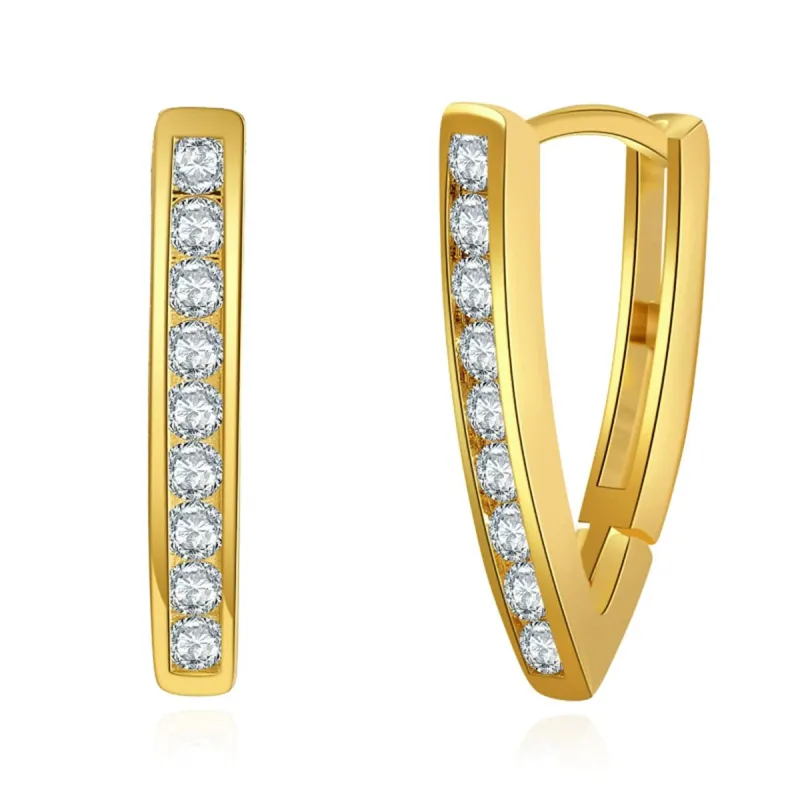 Cubic Zirconia & Goldtone Channel-Set Pointed Hoop Earrings made by Zulily