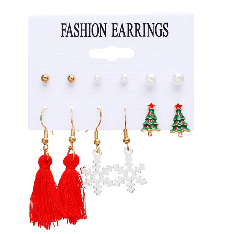 Pearl & Polyster Goldtone Snowflake Holiday Earring Set made by Zulily
