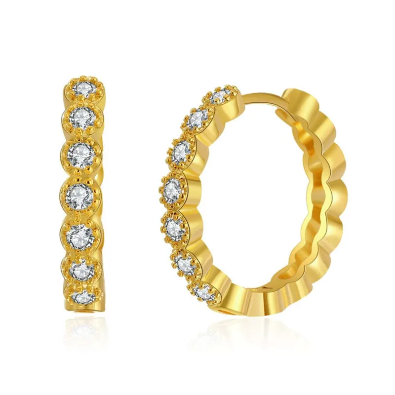 Cubic Zirconia & Goldtone Round-Cut Bezel Wave Huggie Earrings made by Zulily