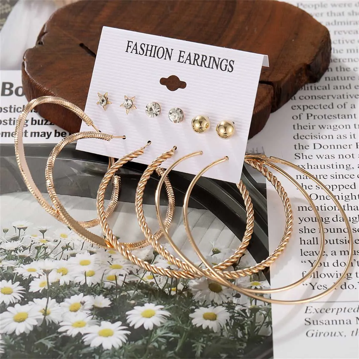 Cubic Zirconia & Goldtone Hoop Earrings Set sold by Zulily product image thumbnail 2