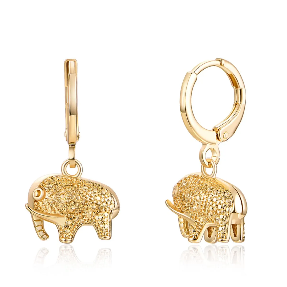 Goldtone Elephant Charm Huggie Earrings sold by Zulily