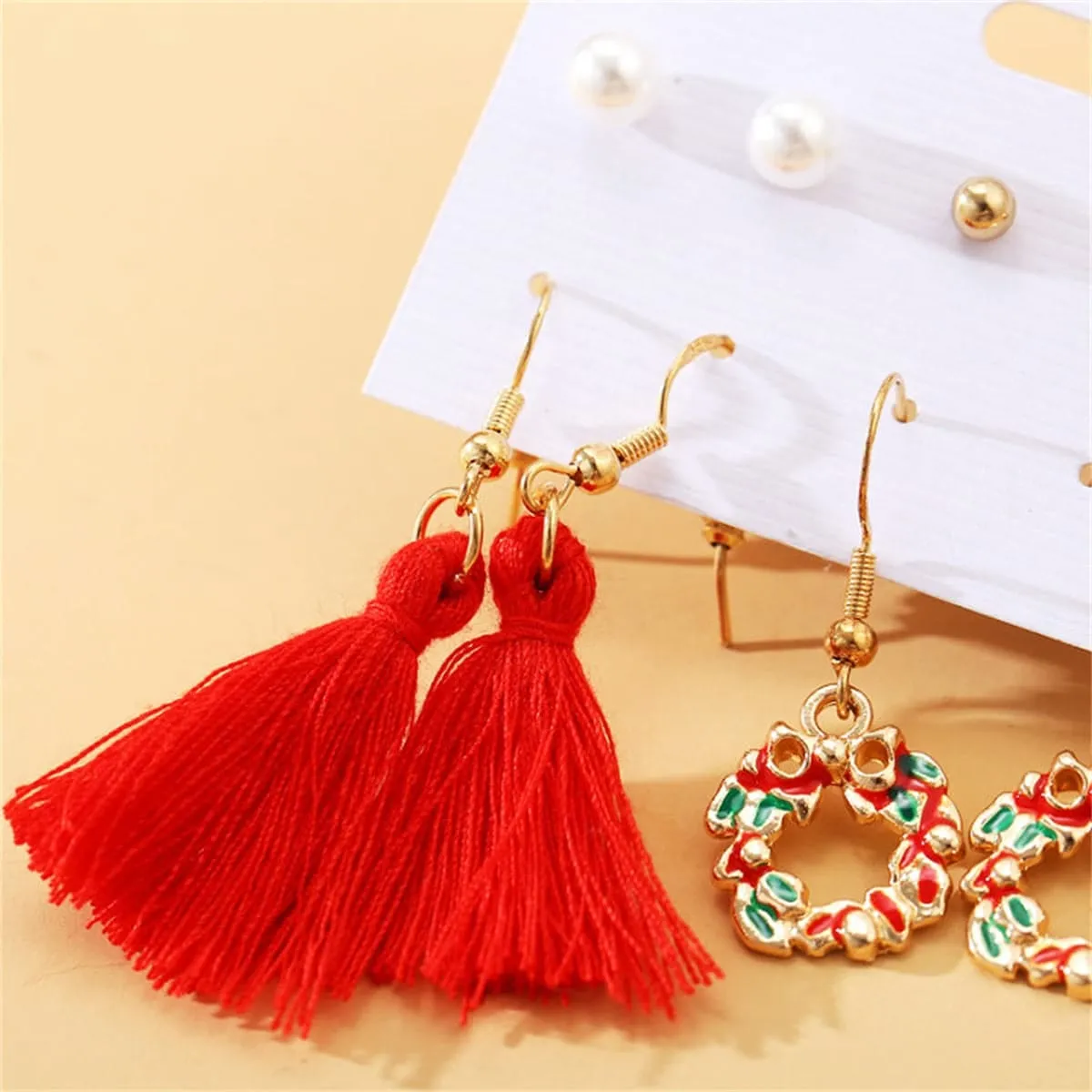 Pearl & Enamel Goldtone Christmas Tree Earrings Set sold by Zulily product image thumbnail 3