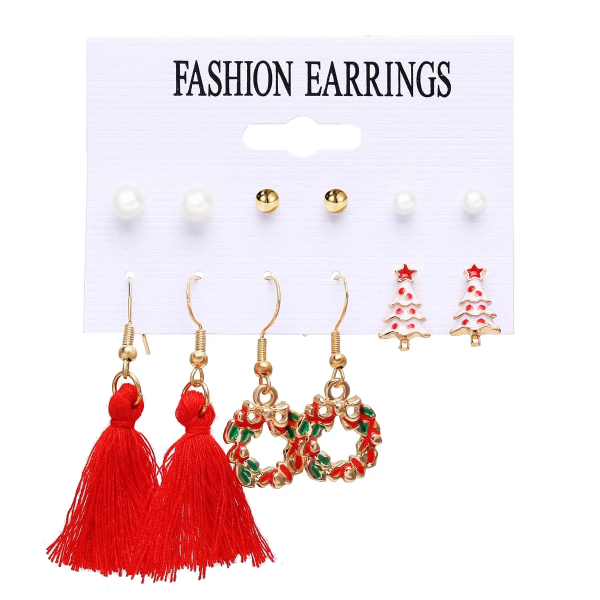 Pearl & Enamel Goldtone Christmas Tree Earrings Set sold by Zulily