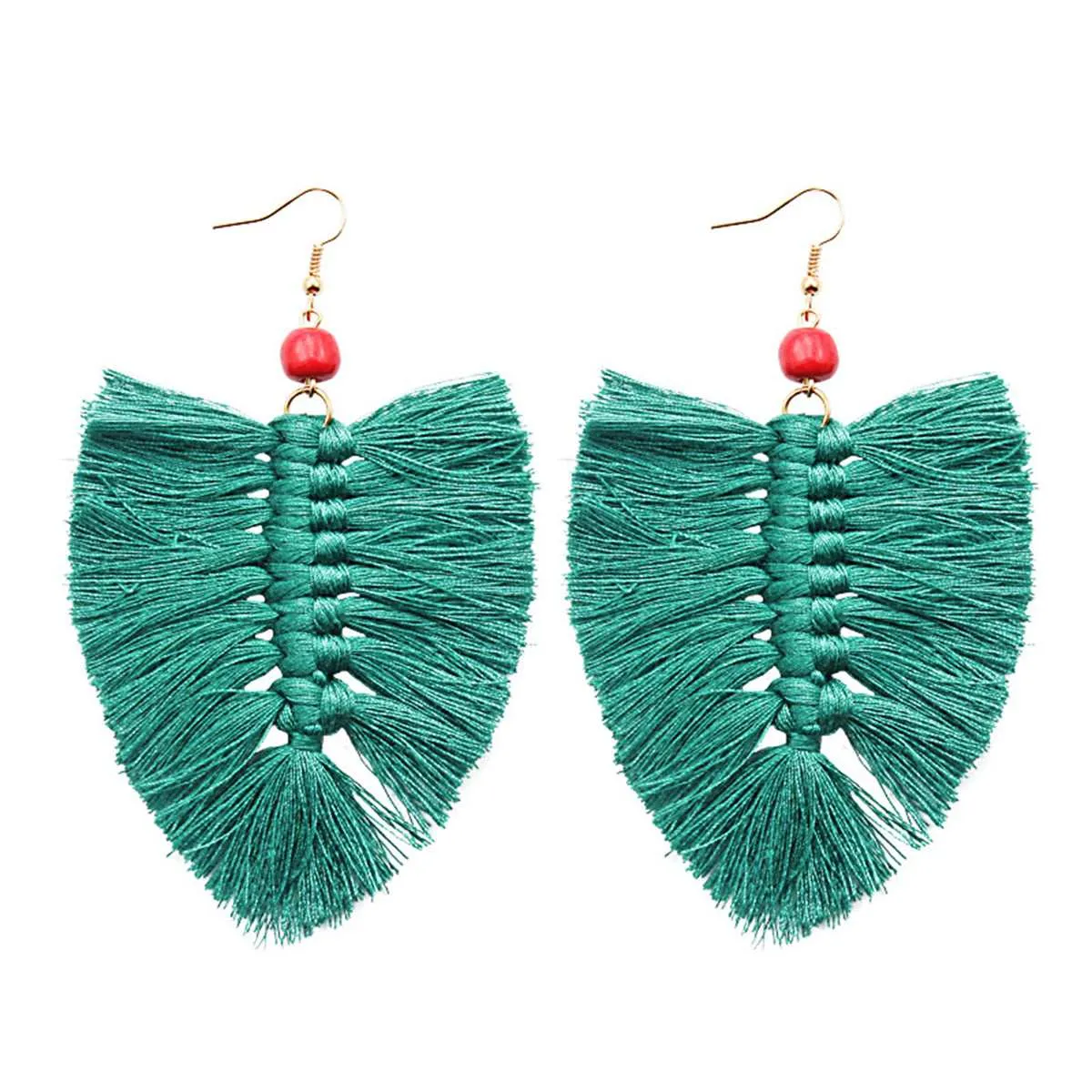 Green Howlite Palm Leaf Drop Earrings sold by Zulily