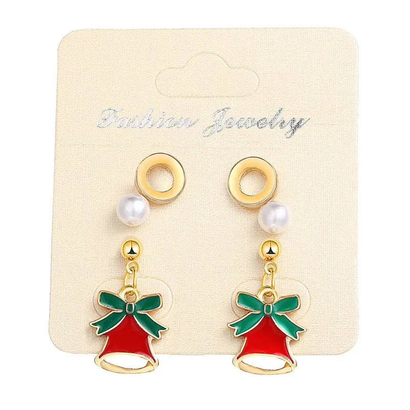 Pearl & Enamel Goldtone Bell Drop Earring Set made by Zulily