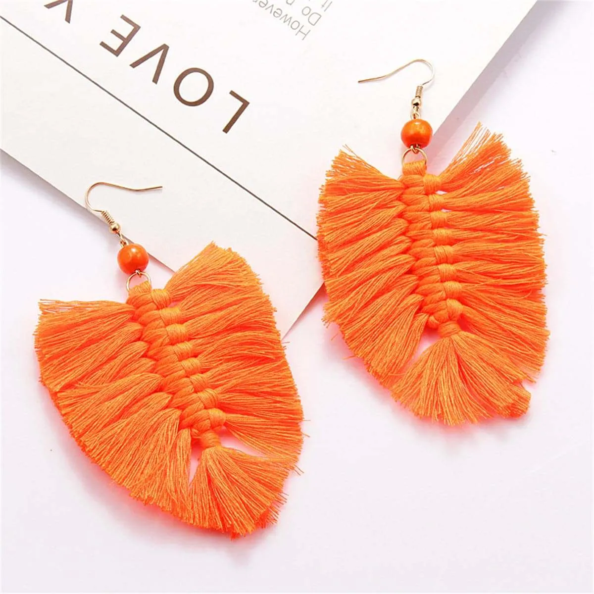 Orange Howlite Palm Leaf Drop Earrings sold by Zulily product image thumbnail 2