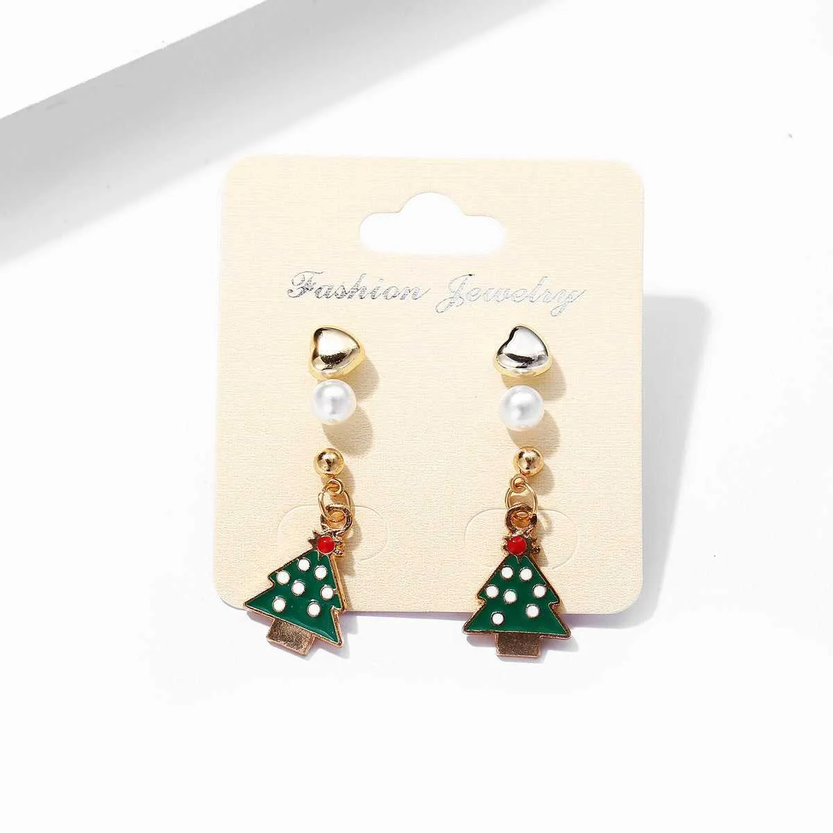 Pearl & Enamel Goldtone Christmas Tree Earring Set sold by Zulily product image thumbnail 2