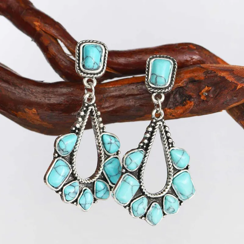 Marbled Turquoise & Silvertone Chandelier Drop Earrings made by Zulily