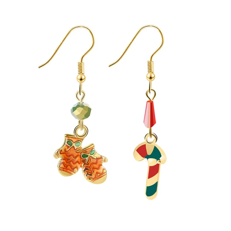 Red Enaeml & Goldtone Candy Cane Mittens Drop Earrings made by Zulily