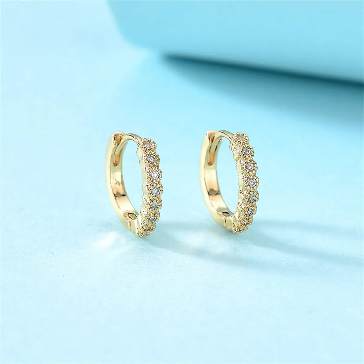 Cubic Zirconia & Goldtone Bezel Huggie Earrings sold by Zulily product image thumbnail 3
