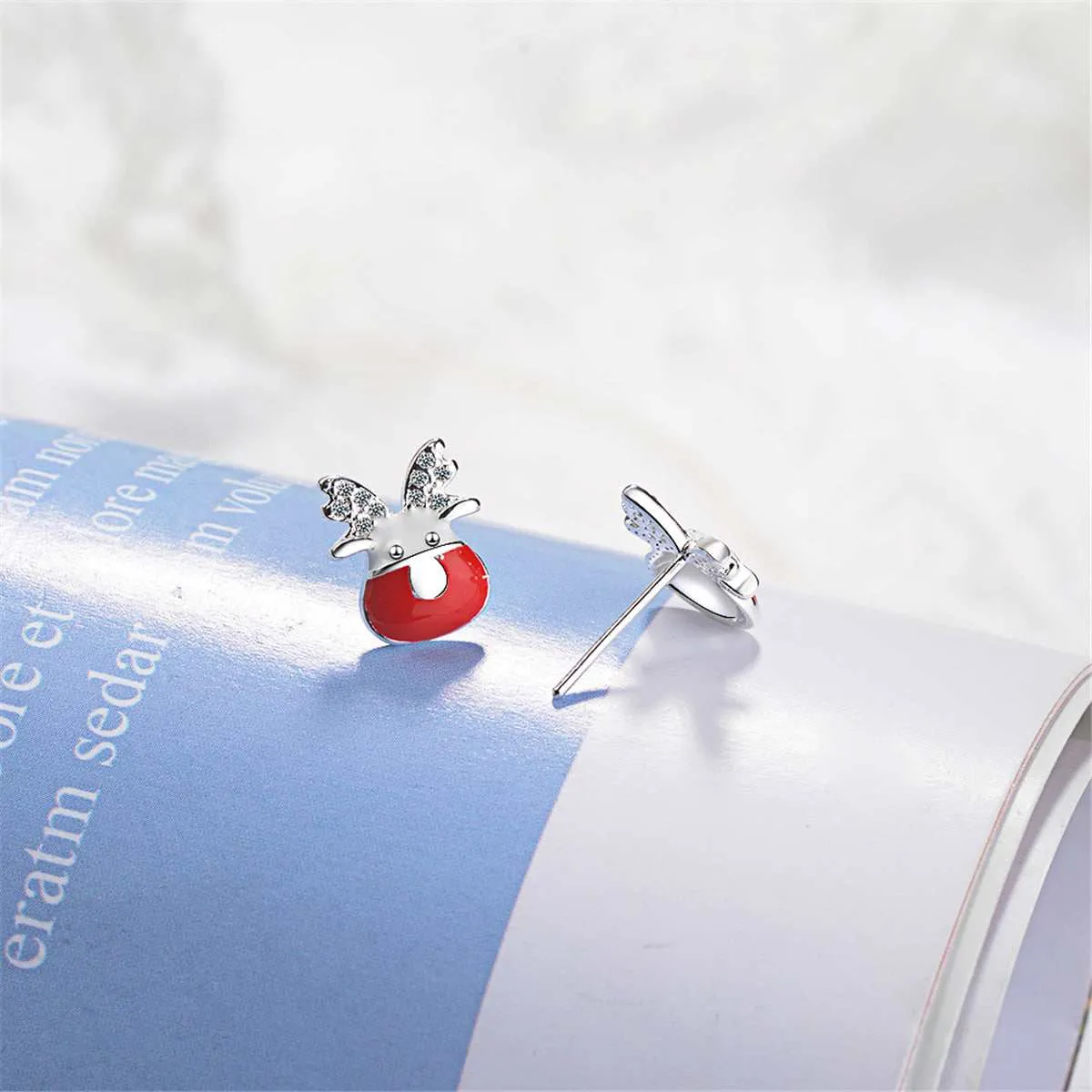 Cubic Zirconia & Enamel Silvertone Reindeer Stud Earrings sold by Zulily product image thumbnail 3