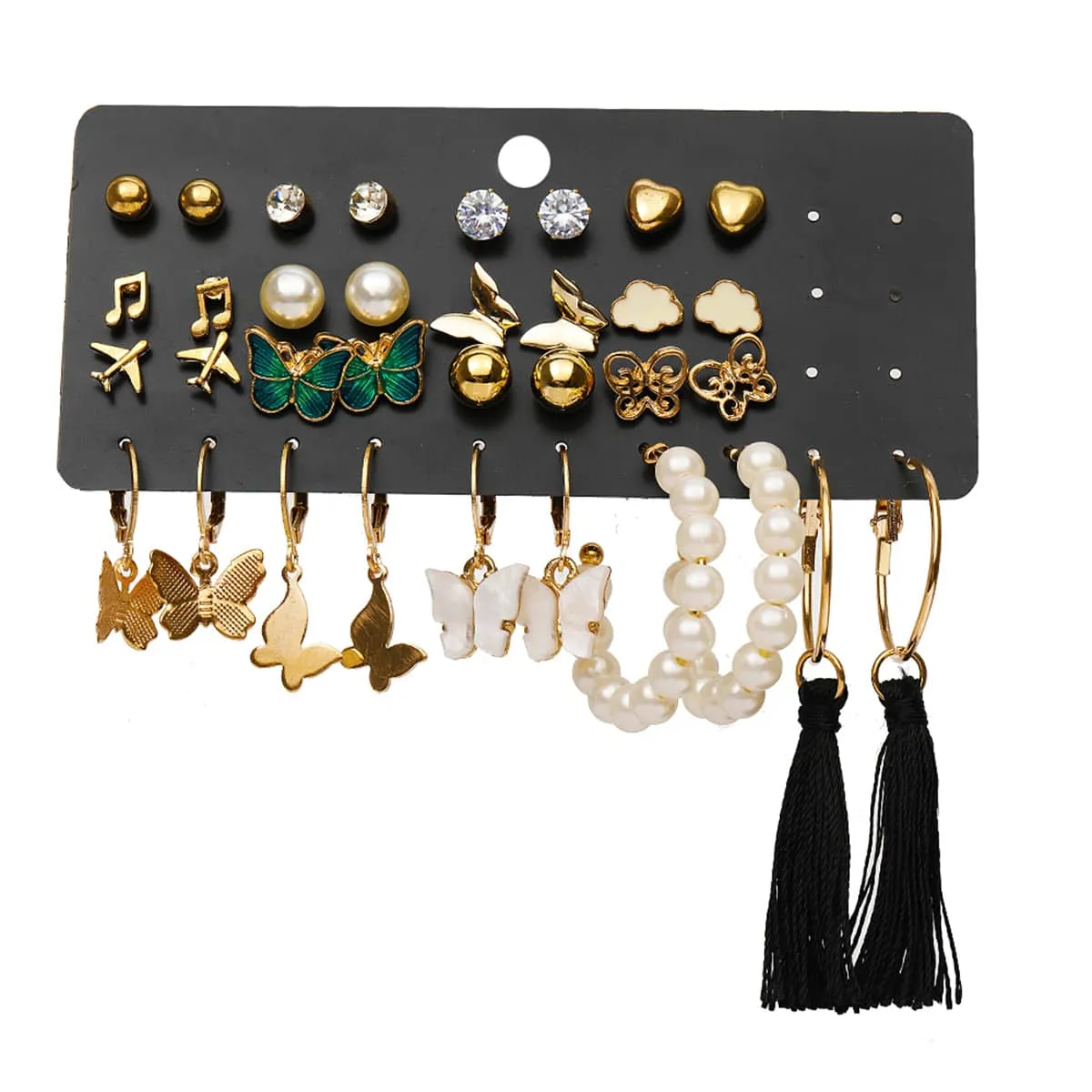 Cubic Zirconia & Pearl Goldtone Butterfly Earring Set sold by Zulily