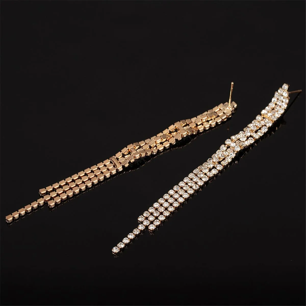 Cubic Zirconia & Goldtone Three-Line Drop Earrings sold by Zulily product image thumbnail 3