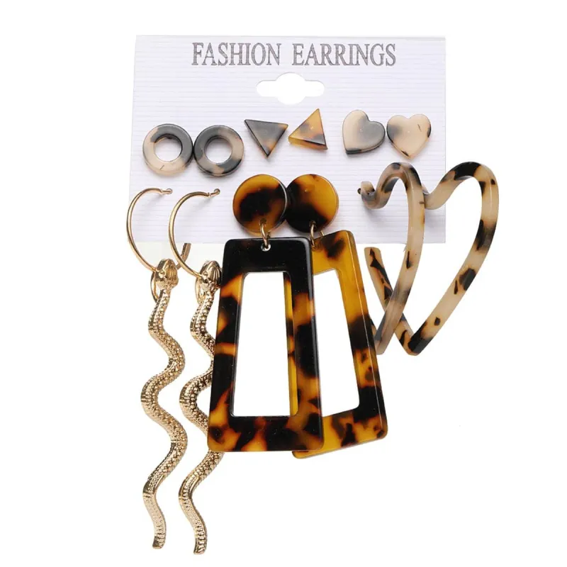 Tortoiseshell & Goldtone Snake Earrings Set made by Zulily