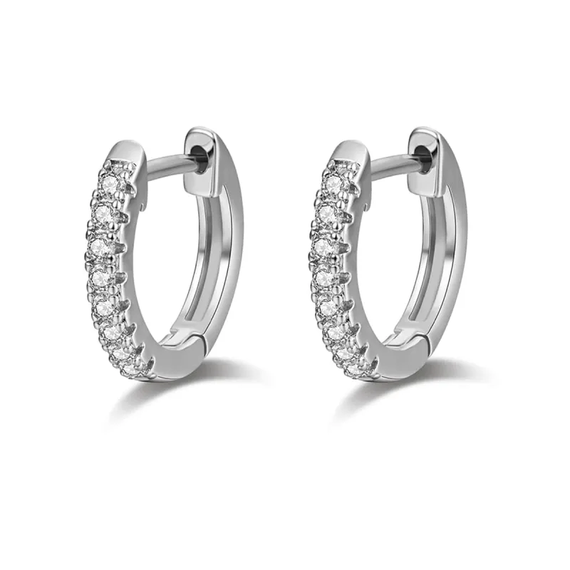 Cubic Zirconia & Silvertone Huggie Earring made by Zulily