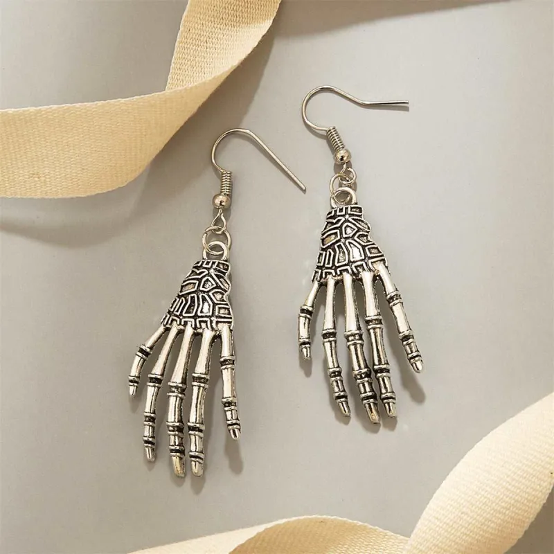 Silvertone Skeleton Hand Drop Earrings made by Zulily