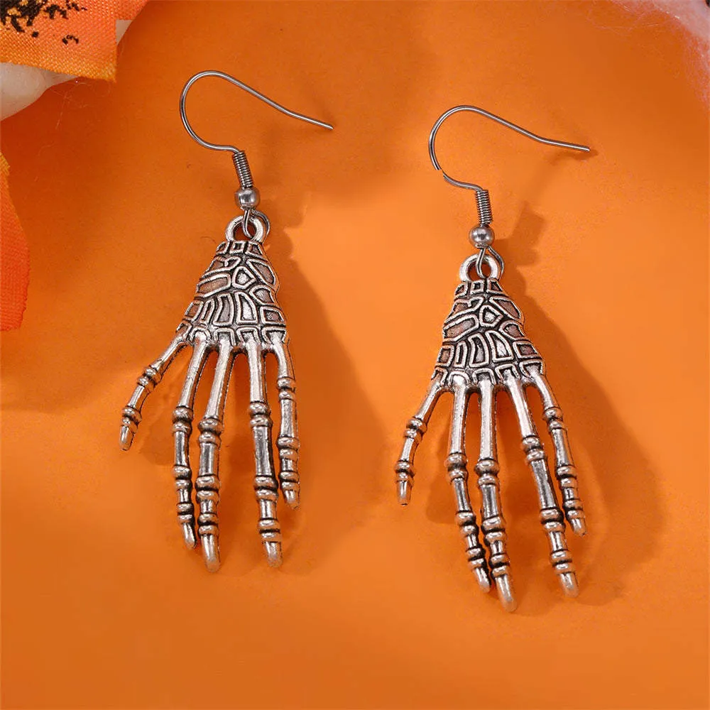 Silvertone Skeleton Hand Drop Earrings sold by Zulily product image thumbnail 2