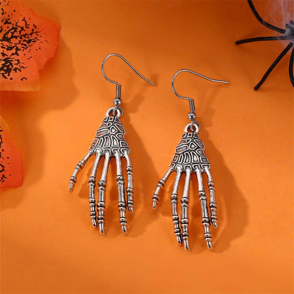 Silvertone Skeleton Hand Drop Earrings sold by Zulily product image thumbnail 3