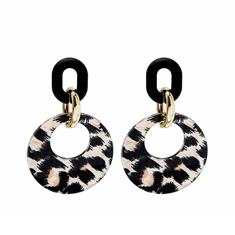 Leopard Acrylic & Goldtone Hoop Drop Earring made by Zulily