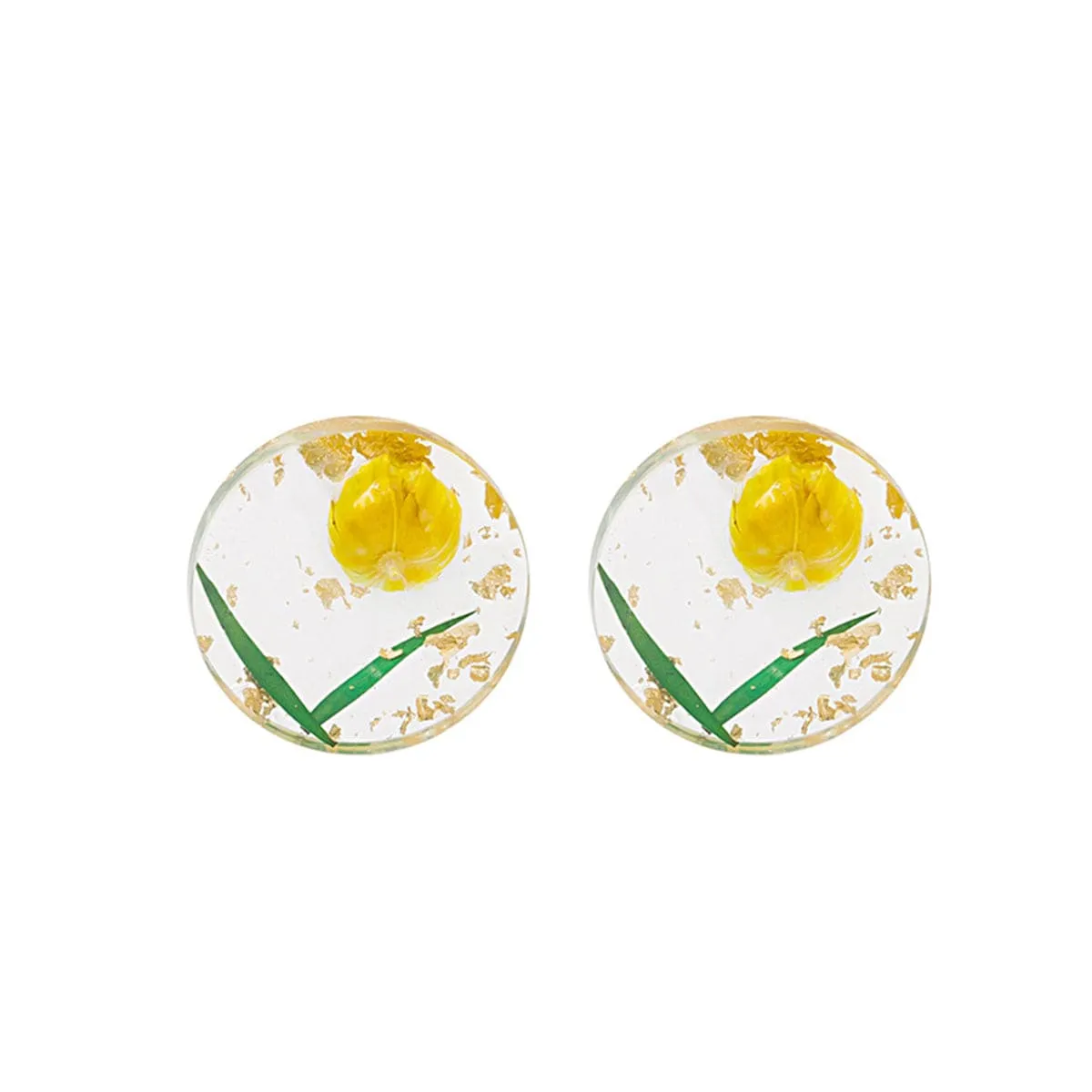 Silvertone & Yellow Floral Stud Earrings sold by Zulily