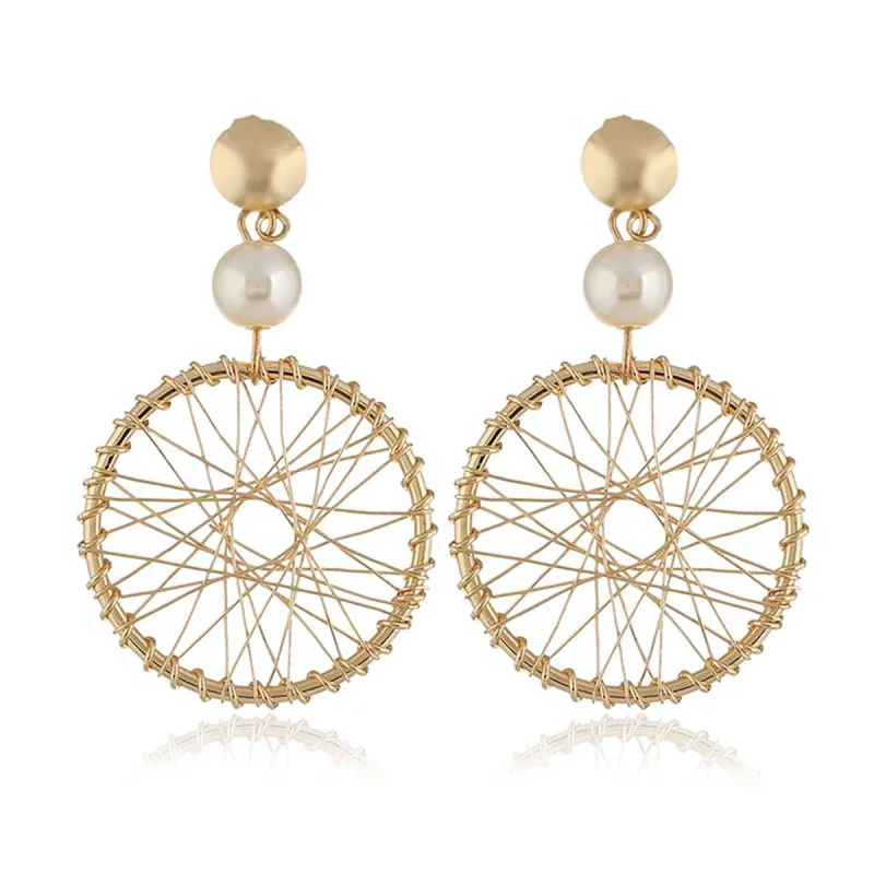Pearl & Goldtone Wheel Drop Earrings made by Zulily