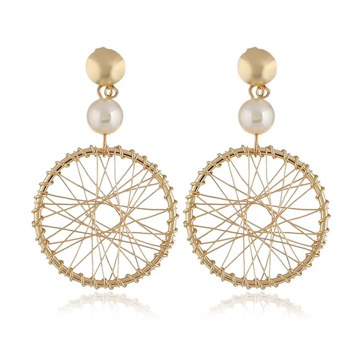 Pearl & Goldtone Wheel Drop Earrings sold by Zulily