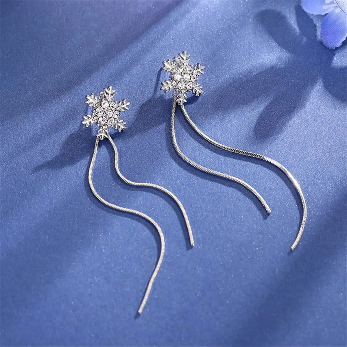 Cubic Zirconia & Silvertone Snowflake Tassel Drop Earrings sold by Zulily product image thumbnail 2