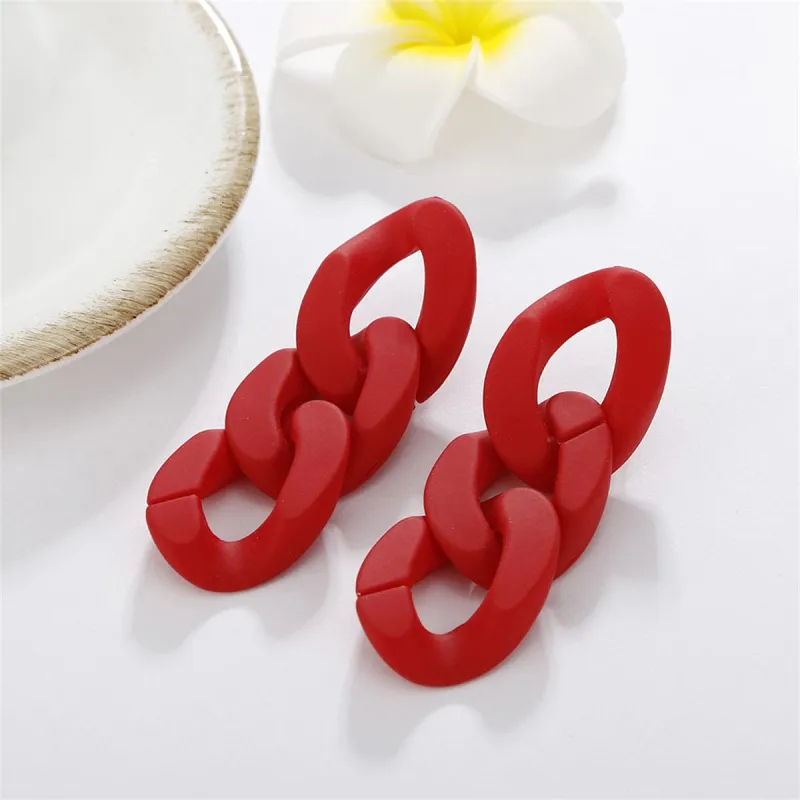 Red Chunky Curb Chain Drop Earrings made by Zulily