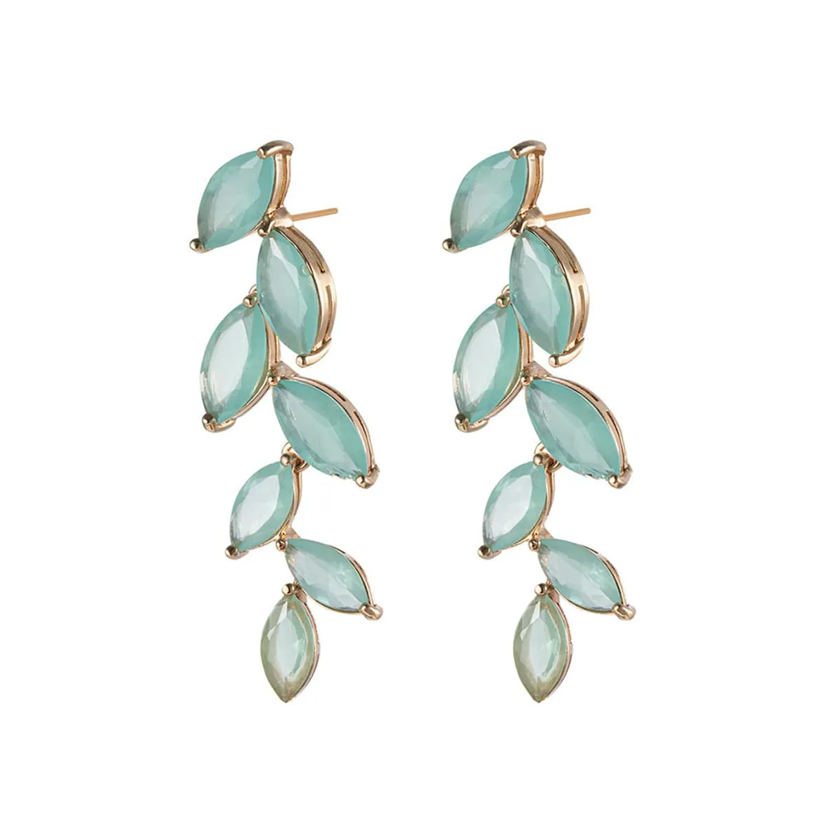 Green Crystal & Goldtone Leaves Drop Earrings sold by Zulily product image thumbnail 2