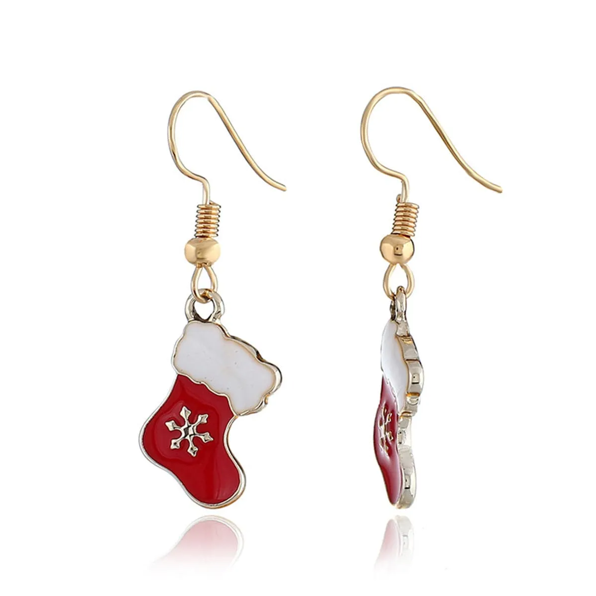 Red Enamel & Goldtone Boots Drop Earrings sold by Zulily product image thumbnail 2