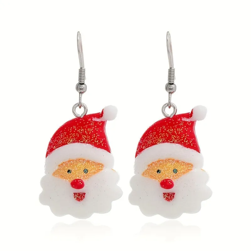 Red Acrylic & Silvertone Glitter Santa Drop Earrings made by Zulily