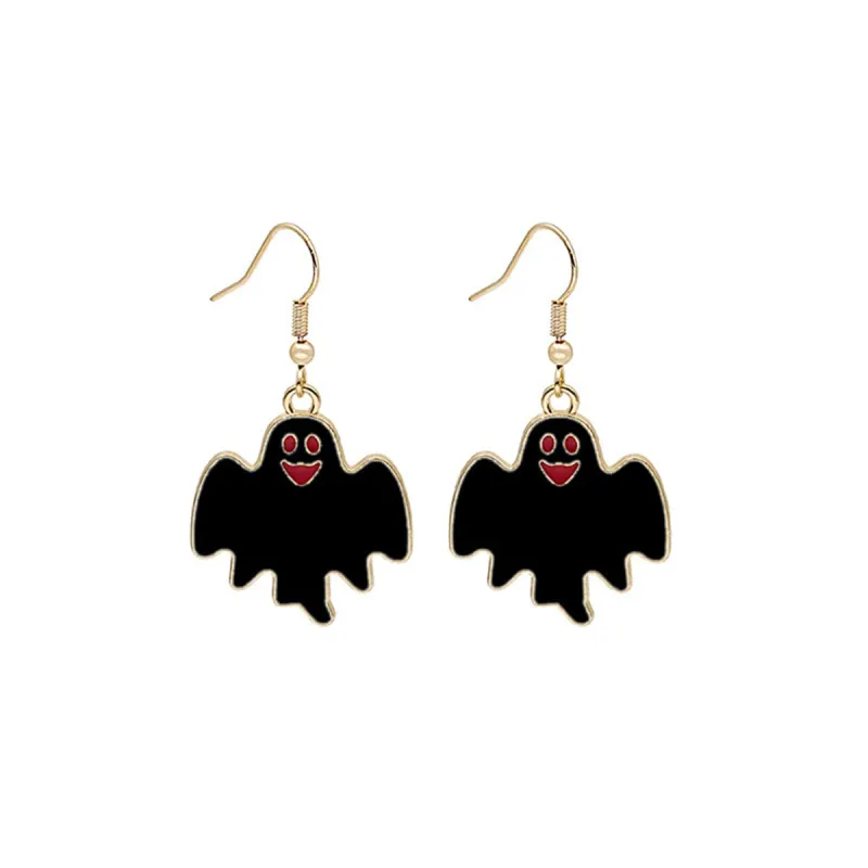 Black Enamel & Goldtone Happy Ghost Drop Earrings made by Zulily