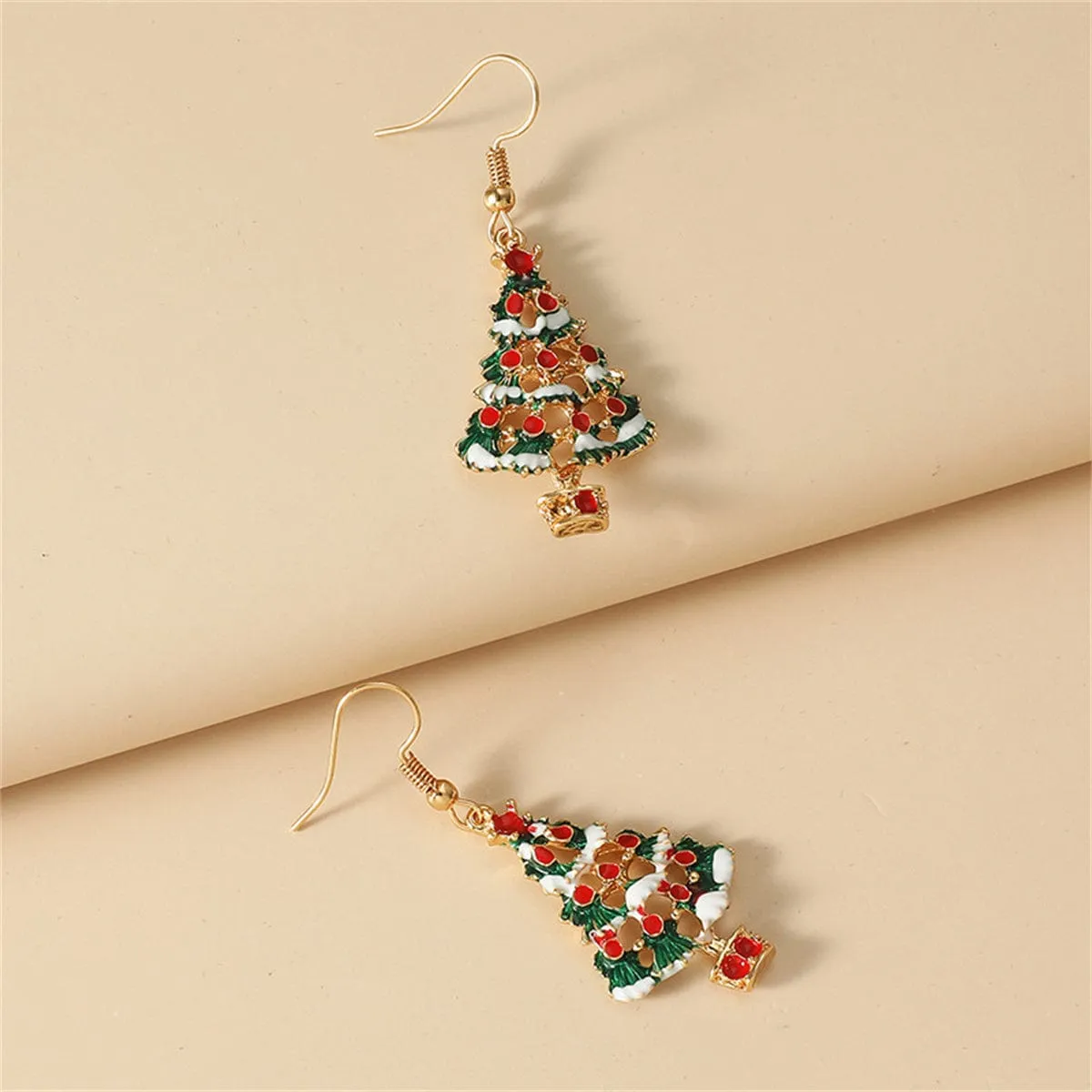 Red & Multicolor Enamel Christmas Tree Drop Earrings sold by Zulily product image thumbnail 2