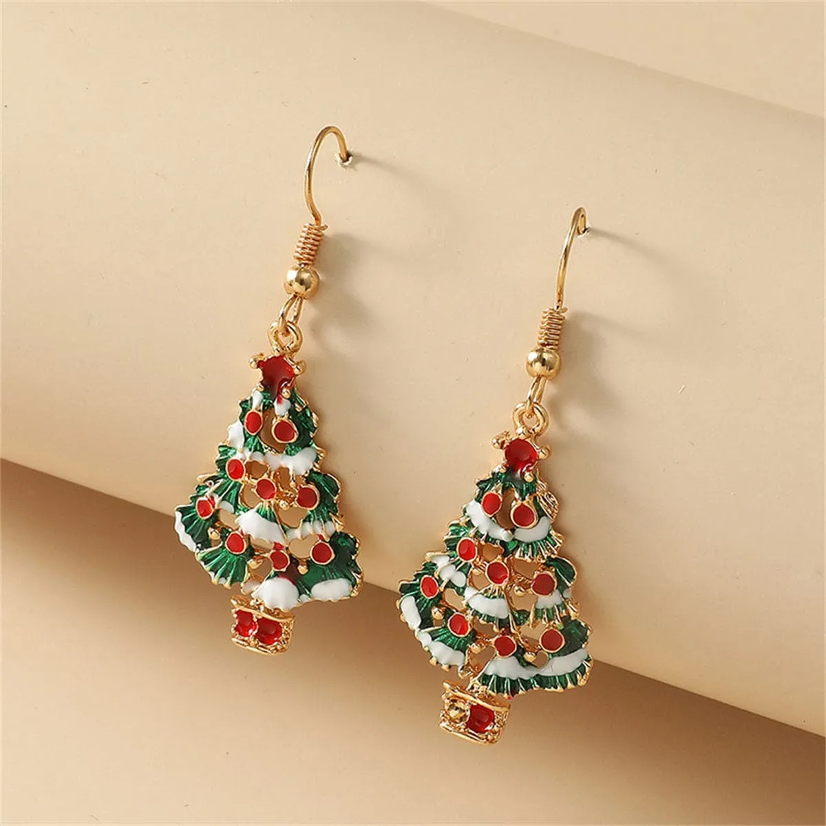Red & Multicolor Enamel Christmas Tree Drop Earrings sold by Zulily product image thumbnail 3