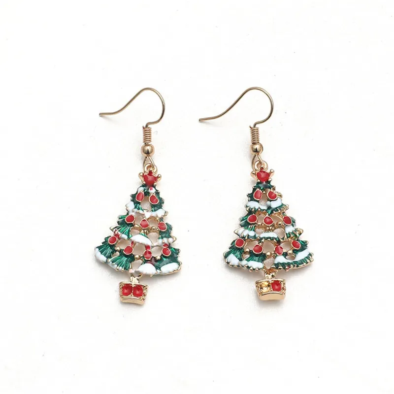 Red & Multicolor Enamel Christmas Tree Drop Earrings made by Zulily