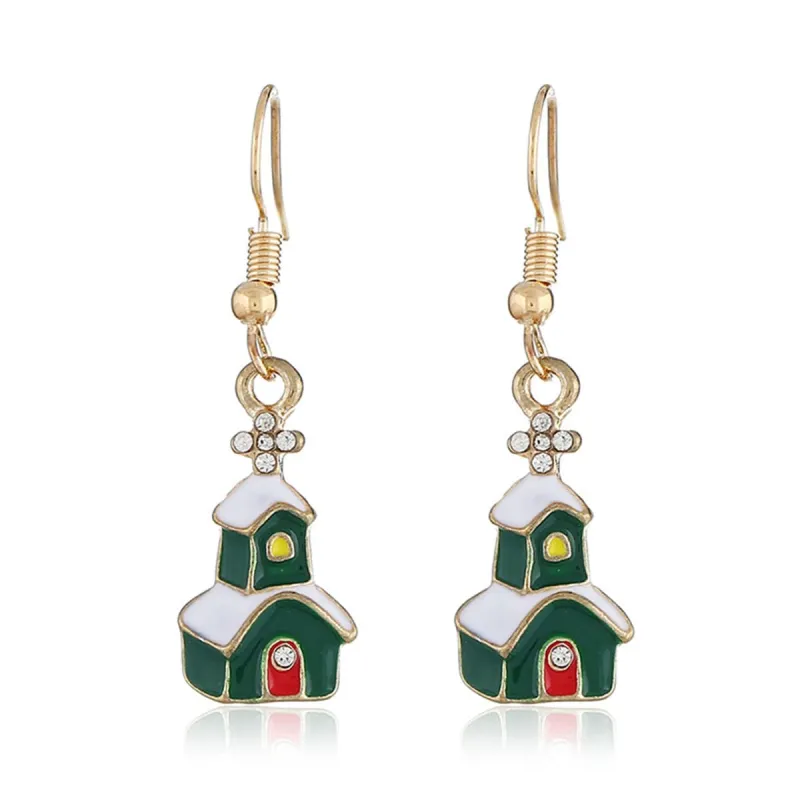 Cubic Zirconia & Enamel Goldtone Snow House Drop Earrings made by Zulily