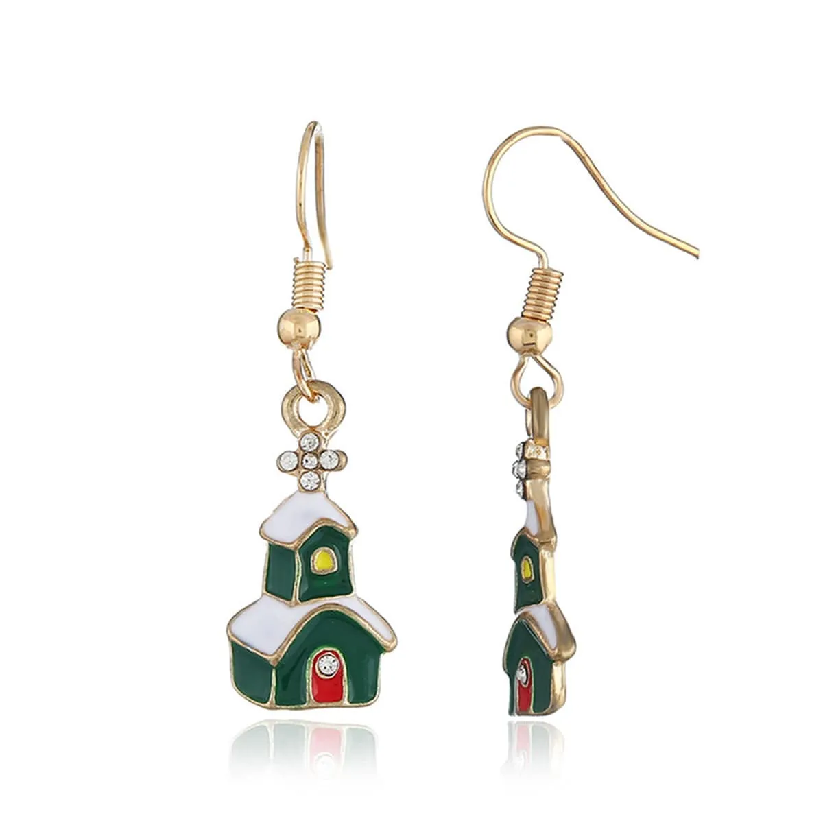 Cubic Zirconia & Enamel Goldtone Snow House Drop Earrings sold by Zulily product image thumbnail 2