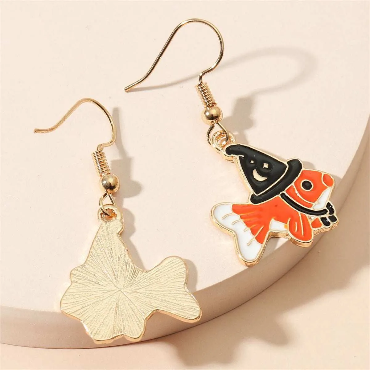 Orange Enamel & Goldtone Witch Fish Drop Earrings sold by Zulily product image thumbnail 3