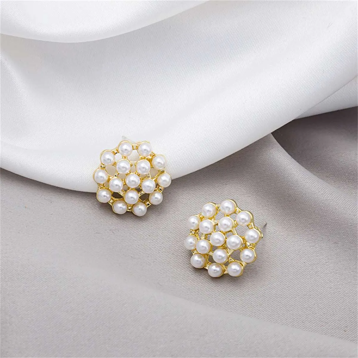 Pearl & Goldtone Cluster Stud Earrings sold by Zulily