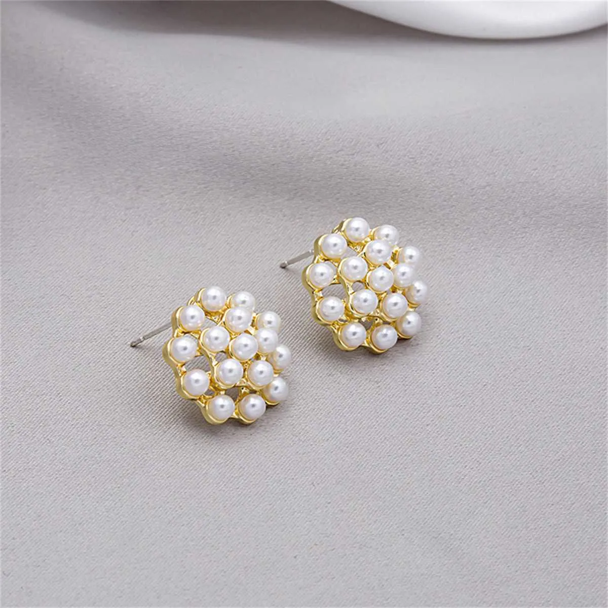 Pearl & Goldtone Cluster Stud Earrings sold by Zulily product image thumbnail 2