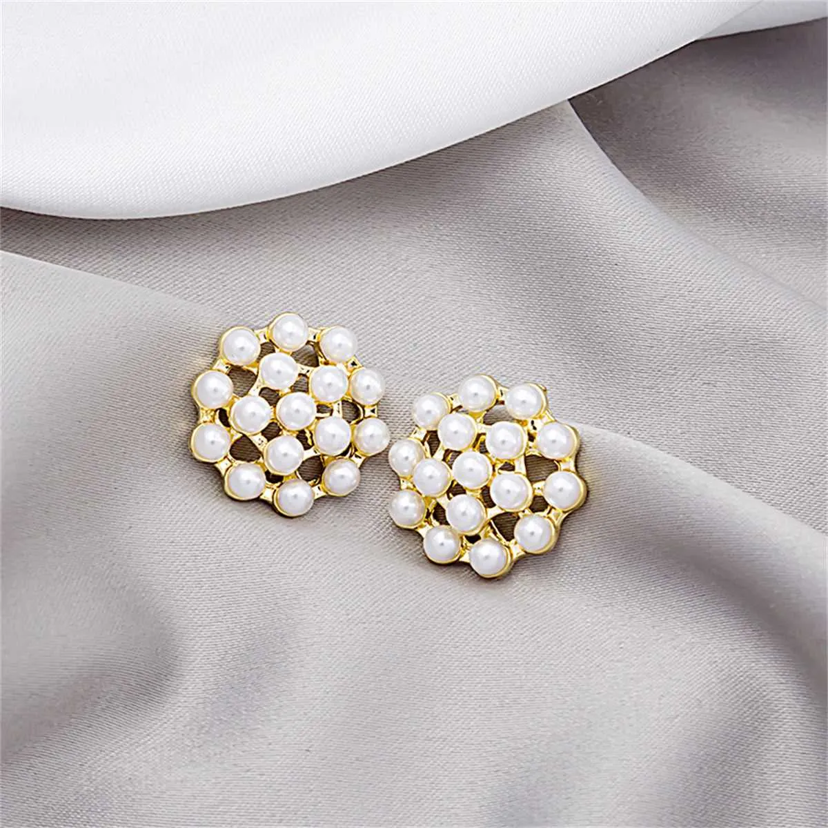 Pearl & Goldtone Cluster Stud Earrings sold by Zulily product image thumbnail 3