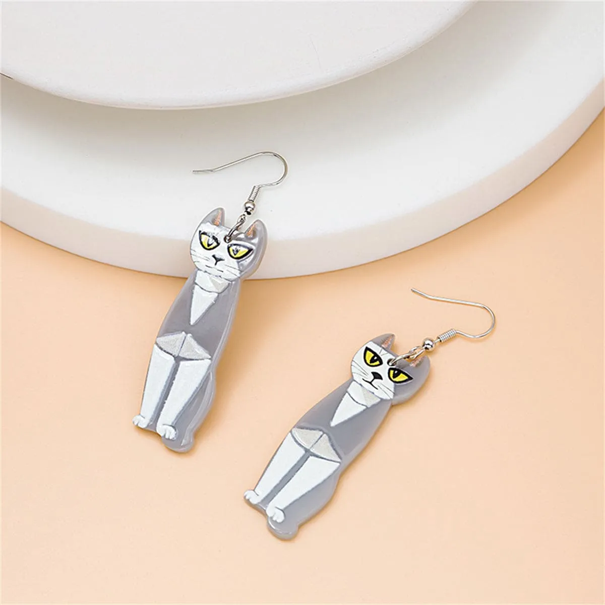Acrylic & Silvertone Cat Drop Earrings sold by Zulily product image thumbnail 2