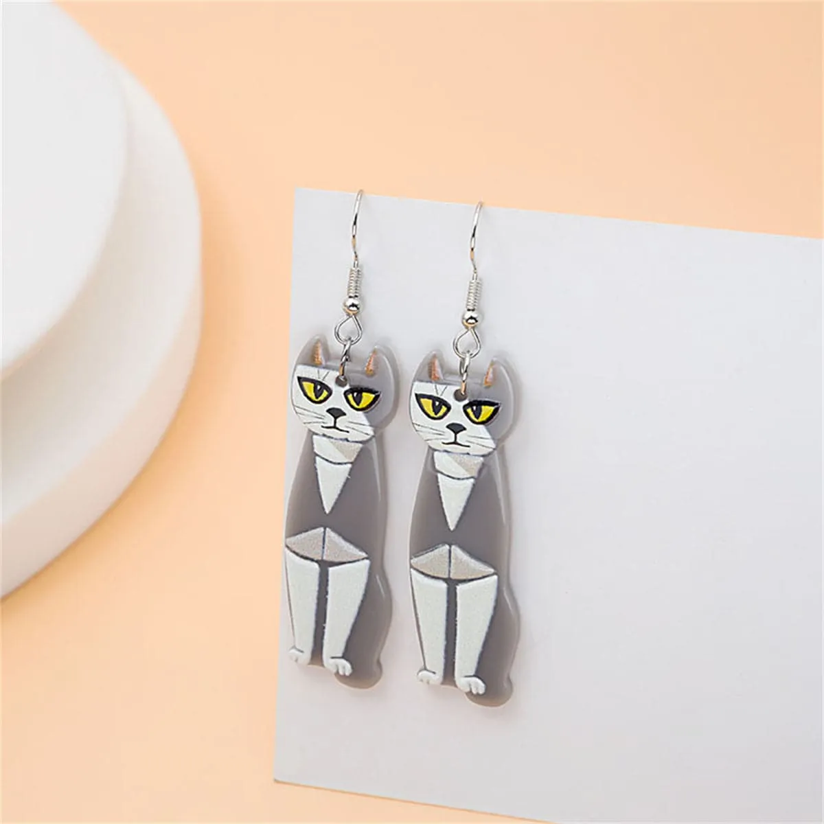 Acrylic & Silvertone Cat Drop Earrings sold by Zulily product image thumbnail 3